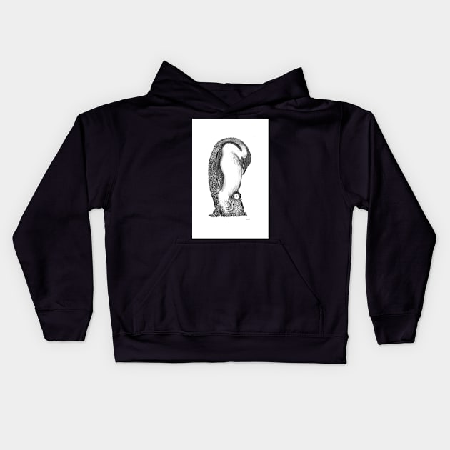 Emperor Penguin with his Chick Kids Hoodie by sadnettles